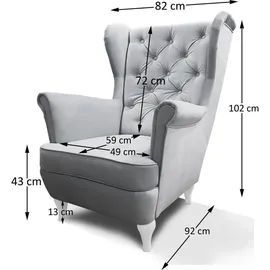 beautysofa Chesterfield-Sessel, Gelb, Textil, 1-Sitzer, 82x102x92 cm, Wohnzimmer, Sessel, Ohrensessel