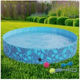 Zooprinz Hundepool inklusive drei Spielzeuge, stabil, faltbar, UV-Beständig, Schlauchanschluss, mit Reperaturkleber, für Hunde, Katzen, Kinder Ø 160 cm x 30 cm
