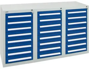 Stumpf Schubladenschrank Serie T-100/35-3, 24 Schubladen enzianblau (24x100mm)