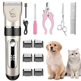 KAEFUYS Schermaschine Hund - IPX7 Wasserdichte Hundeschermaschine Professionelle Tierhaarschneidemaschine für Hunde & Katzen mit LCD-Anzeige