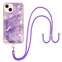 FMPCUON Handykette Hülle für Samsung Galaxy A54 5G Marmor Glitzer Necklace(abnehmbar) Hülle mit Kordel zum Umhängen Silikon Handy Schutzhülle mit Band -Schnur mit Case zum umhängen,Violett