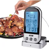 Digitales Fleischthermometer Drahtloses Remote-Lebensmittelthermometer fuer Fleischfisch-Timer Wasserdichter Rauchergrill Grillthermometer zum Koch...