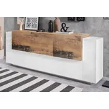 INOSIGN Sideboard »Coro, Kommode, Schrank, Kredenz, grifflos mit Einlegeböden«, 1 Klappe,4 Türen,2 Schubkästen Doppeltiefe, Breite 220, weiß