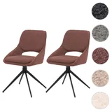 2er-Set Esszimmerstuhl HWC-N73, Küchenstuhl, drehbar Auto-Return, Stoff/Textil Boucle (540g/m2) Öko-Tex ~ braun