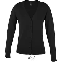 Sol's Golden Women V-Neck Knitted Cardigan - black -