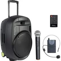 Ibiza PORT15VHF-MKII - IBIZA - Tragbarer Lautsprecher 15"/800W MAX mit 2 Mikrofonen (VHF), Fernbedienung und Zubehörtasche - Bluetooth, USB, SD - 5-7 Std. Wiedergabezeit