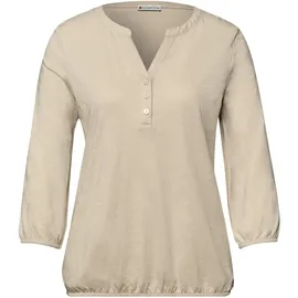 STREET ONE Tunikashirt STREET ONE, Damen, Gr. 38, beige (cotton beige), Web, 100% Baumwolle, unifarben, comfort fit normal, Rundhals, elastischer Bund, Shirts, mit 3/4 Ärmeln