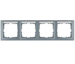 Berker S.1 Abdeckrahmen 4-fach waagerecht, mit Beschriftungsfeld (aluminium, matt)