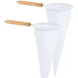QUARKZMAN 2 Stück Kaffeefilter Aus Flanell Stoff Mit Holzgriff Wiederverwendbare Handgemachte Kaffeefilter Socke Weiß