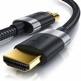 Primewire - 0,25m High Speed 8K HDMI Kabel 2.1 Ethernet ARC 3D 4K Ultra HD 7680x4320 @ 120 Hz PS4 360 TV OLED PC Laptop Beamer Monitor, Schwarz/Silber