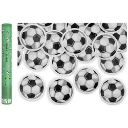 partydeco Konfetti, Konfettikanone Fußball 40cm weiß / schwarz weiß