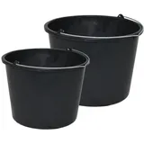 Friesenthal Baueimer, Mörtelkübel mit Ausguss in 12L und 20L, Mörtelkübel mit Henkel, Eimer für Garten und Baustelle, Standwassereimer, Blauer Engel, Made in Germany (5er)