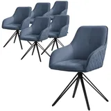 ML-Design Esszimmerstühle Drehbar 6Er Set Textil Webstoff Blau Drehstuhl