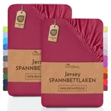 NatureMark 2er Pack Kinder Jersey Spannbettlaken, Spannbetttuch 100% Baumwolle in vielen Größen und Farben MARKENQUALITÄT ÖKOTEX Standard 100 | 70x140 cm - Bordeaux rot