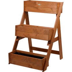 dobar Dreistufige Pflanztreppe aus Holz, Blumenkästen inkl. Pflanzfolie   versch. Farben