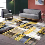 Teppich Wohnzimmer 160X230 Gold, Weiß, Braun Teppich Groß,Flauschiger Weich Teppiche,Waschbar rutschfest Carpet, Teppich Schlafzimmer,Esszimmer Oder Kinderzimmer Deko