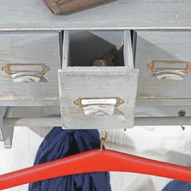 MCW Garderobe MCW-C49, Wandgarderobe Wandregal, Vintage mit 5 Schubladen 32x65x13cm ~ Shabby Look, grau