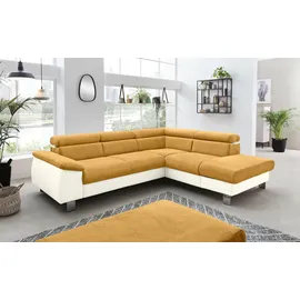 Cotta Ecksofa "Komaris L-Form, B: 249 cm", gelb (creme, senf), B:249cm H:72cm T:100cm, Microfaser PRIMABELLE (100% Polyester);Kunstleder SOFTLUX;Feinstruktur (100% Polyester);Kunstleder SOFTLUX/Struktur (100% Polyester);NaturLEDER, Sofas, Ecksofa, mit