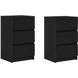 vidaXL Nachtschrank mit 3 Schubladen 39 x 35 x 65 cm Schwarz