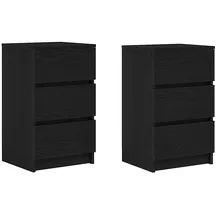 vidaXL Nachtschrank mit 3 Schubladen 39 x 35 x 65 cm Schwarz