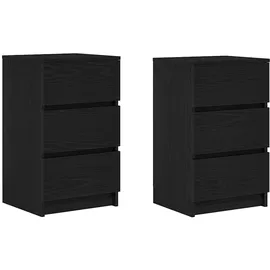 vidaXL Nachtschrank mit 3 Schubladen 39 x 35 x 65 cm Schwarz