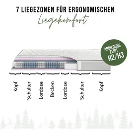 schwarzwaldmarie Eva 7-Zonen-Taschenfederkern mit 400 Federn, Wendefunktion und Viscoauflage, Größe: 140 x 200 cm, Härtegrad: Soft – Mittelfest