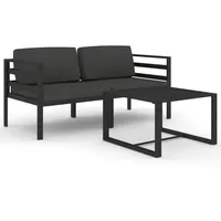 vidaXL 3-tlg. Garten-Lounge-Set mit Kissen Aluminium Anthrazit