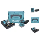 Makita Schleifmaschine + 2x Akku 3,0 Ah + Ladegerät + Makpac (Schwingschleifer, 210 W)