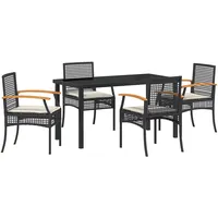vidaXL Garten Essgruppe 5 pcs Schwarz Poly-Rattan - Schwarz