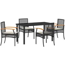 vidaXL Garten Essgruppe 5 pcs Schwarz Poly-Rattan - Schwarz