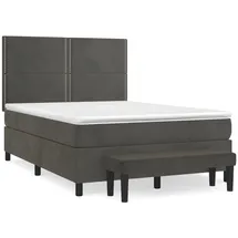 vidaXL Boxspringbett mit Matratze Dunkelgrau 140x200 cm Samt1350450