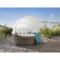 Sonneninsel Rattan hellbraun Sonnendach cremeweiß SYLT