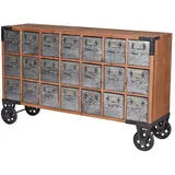 Lowboard „LOFT Studio“ – Apothekerschrank auf Rollen | 21 Schubladen | Holz & Metall | Barschrank im Industrial Design lof060 Palazzo Exklusiv