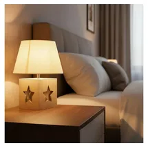 levandeo Nachttischlampe Holz Braun