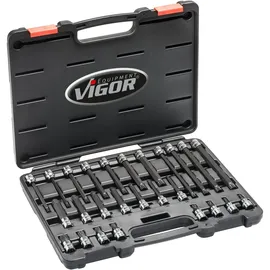 VIGOR Innenvierkant Antrieb 10 = 3/8 ZollInnenvielzahn Schraubendreher-Einsatz Sortiment (XZN) V6018