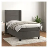 vidaXL Boxspringbett 100 x 200 cm Dunkelgrau