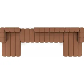 kaiser möbel Ecksofa, Sofa U-Form Grand U Big XL 500 cm, Velourstoff Salvador, Dunkelbraun - Dunkelbraun