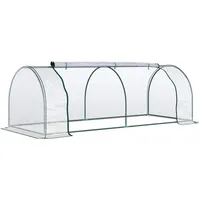 Gewächshaus Mit Tür, Foliengewächshaus Aus Stahl, Treibhaus Für Balkon, Garten, Tomatenhaus 250x100x80cm, Tomatengewächshaus Für Tomaten, Gemüse, Blumen, Pflanzen, Transparent+grün - Outsunny