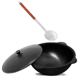 4big.fun Gusseisen Kasan 16L NAMANGAN Aluminium Deckel Campingtopf Kazan WOK Kessel Camping BBQ Asia Schaumkelle
