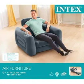Intex Aufblasbarer Sessel Ausziehbar 117x224x66 cm Dunkelgrau Intex