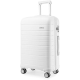 KONO 61 cm Leichter mittelgroßer Hartschalenkoffer 66L Reise-Handgepäck mit TSA-Schloss und 4 Spinner-Rädern (weiß), weiß, M(Medium 24Inch), Mittelgroßer Hartschalenkoffer