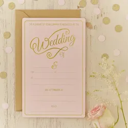 Pastel Perfection  10 Hochzeits Einladungskarten rosa gold