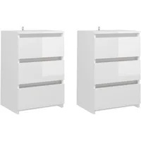 VidaXL Nachttische 2 Stk Hochglanz-Weiß 40x35x62,5 cm Holzwerkstoff