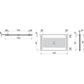 Laufen LANI Spiegel mit 2 vertikalen integrierten Leuchten, 1200x28x700mm, H4038561121441