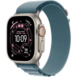 Apple Watch Ultra 3 GPS + Cellular 49 mm Titangehäuse Natur Alpine Loop Hellblau M