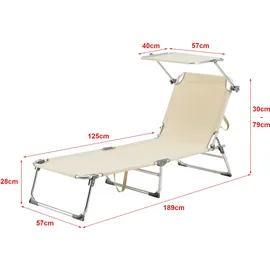[en.casa] Legorreta Sonnenliege 189 x 57 x 28 cm Beige