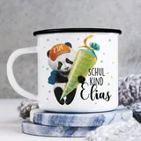 Wandtattoo Loft Kindertasse mit Namen und Panda Motiv, Emaille Tasse Kinder mit Namen, Tasse Kinder, Kindertasse personalisiert, Trinkbecher Kinder, Schulkind Tasse mit Namen, Camping Tasse Kinder