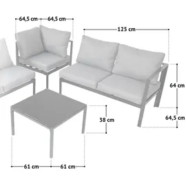 Svita MISSOURI Loungeset 4-tlg. schwarz/grau
