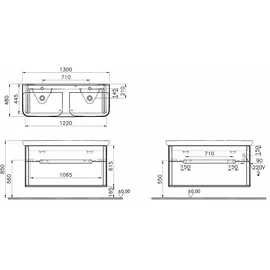 Vitra Waschtisch-Unterschrank 2 Vollauszüge 130 x 48 x 66,5 cm Anthrazit Matt