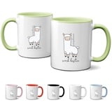 Partycards Keramik Tasse, Grün, ca. 330 ml, personalisierbar mit Namen, Kaffeebecher - Tasse personalisiert, personalisierte Tasse, Tasse mit Spruch, Namenstasse, Tasse mit Namen